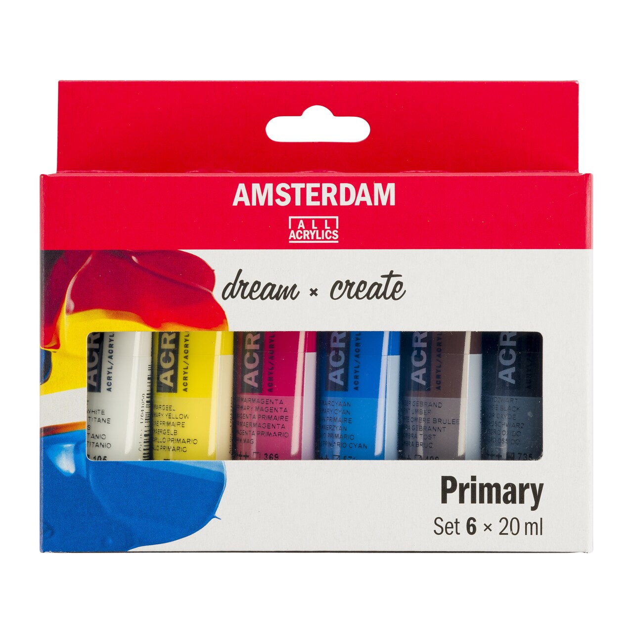 Amsterdam Standard Series Acrylic Paint Set, 20Ml, 6-Colors, Primary